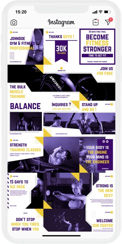 workout brand kit template instagram