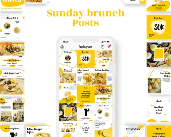 instagram post template for food business sunday brunch