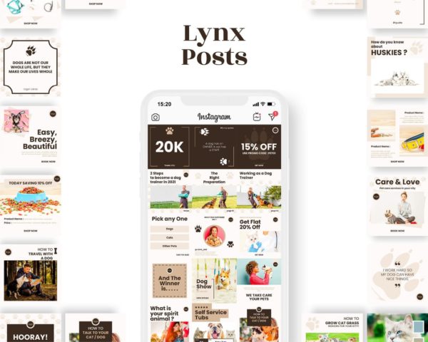 instagram post template for pet business lynx