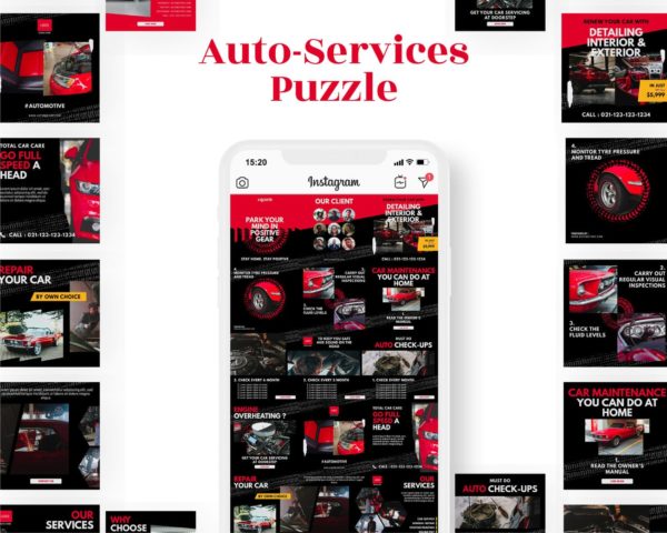 canva instagram puzzle template for automotive business auto services