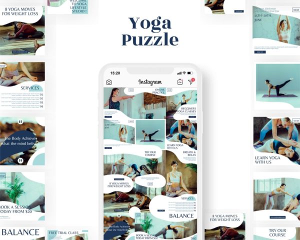 instagram puzzle template for sport business yoga