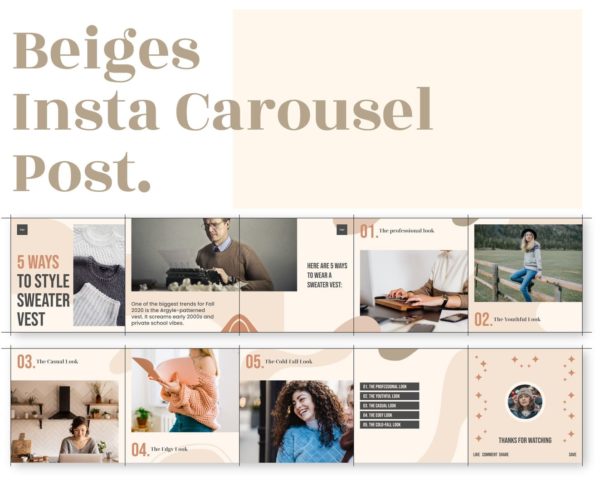 carousel post template for fashion business beiges