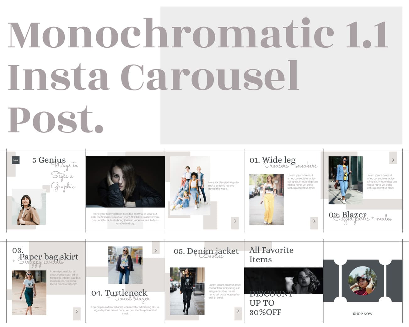 instagram carousel template for fashion business monochromatic 1.1