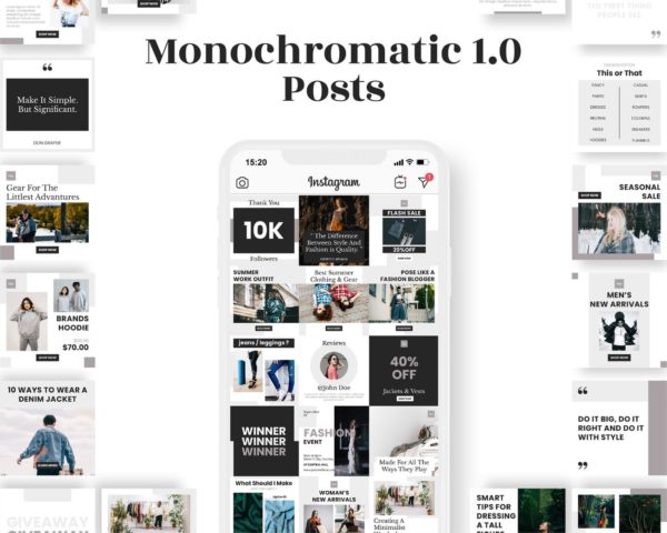 instagram post template for fashion business monochromatic 1.0