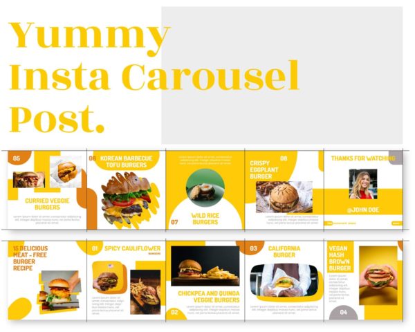 instagram carousel template for food business yummy