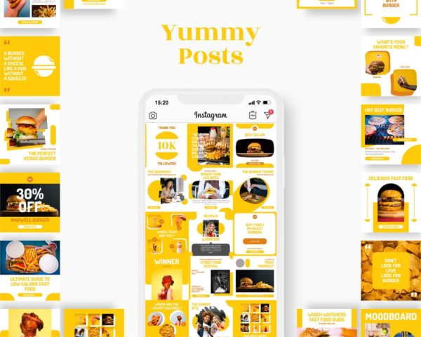 instagram post template for food business yummy