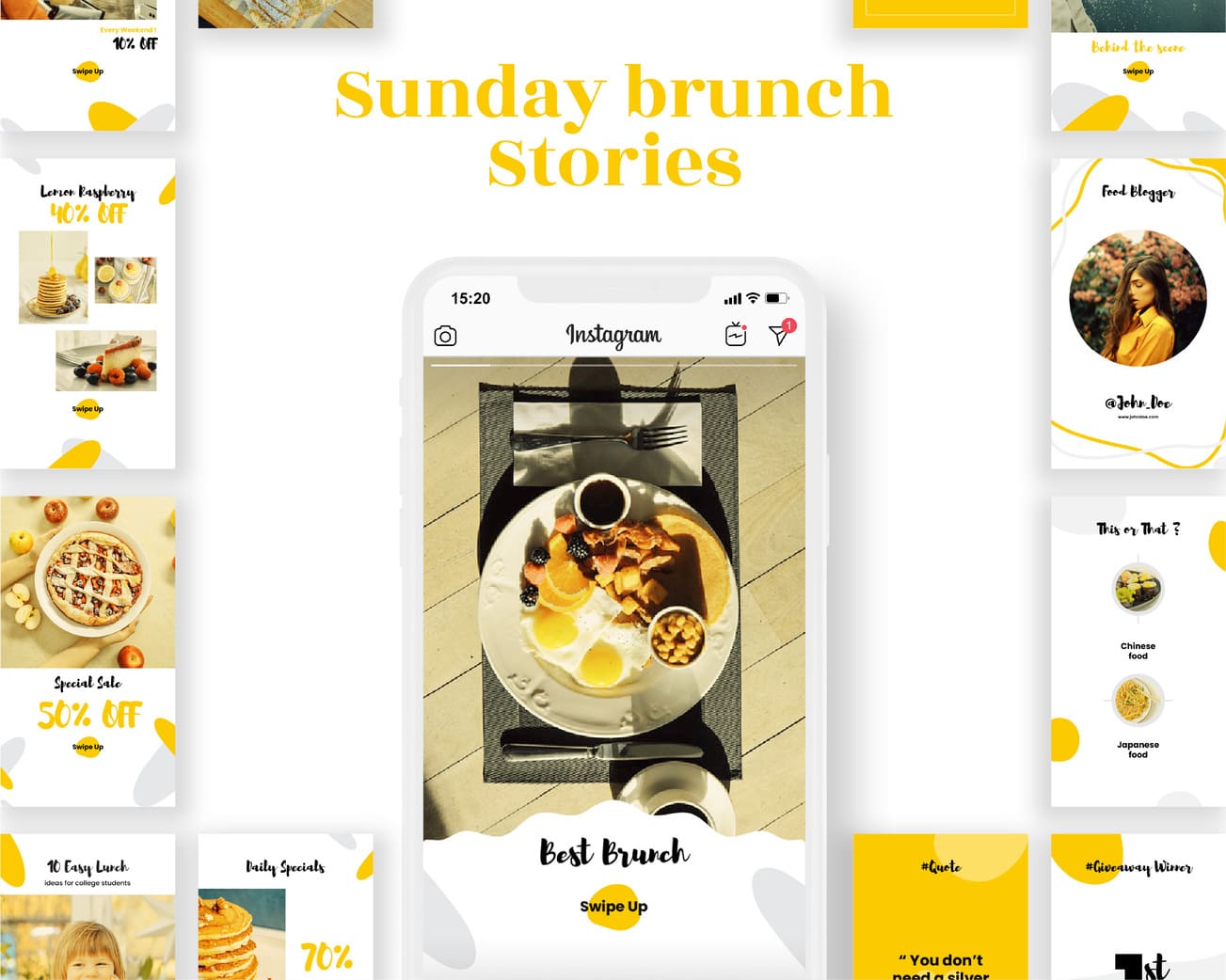 instagram story template for food business sunday brunch