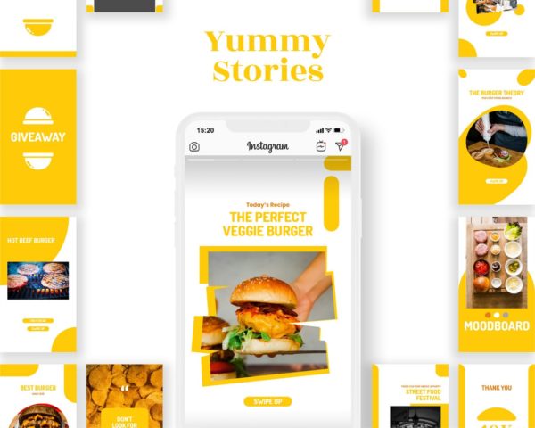 instagram story template for food business yummy