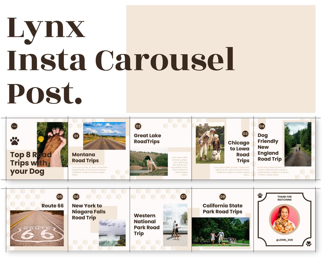 instagram carousel template for pet business lynx