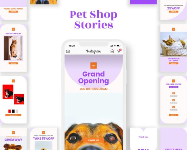 instagram story template for pet shop