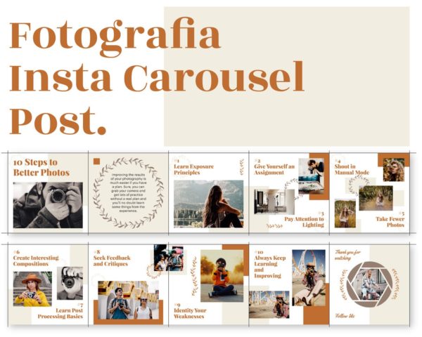 canva instagram carousel template for photography business fotografia
