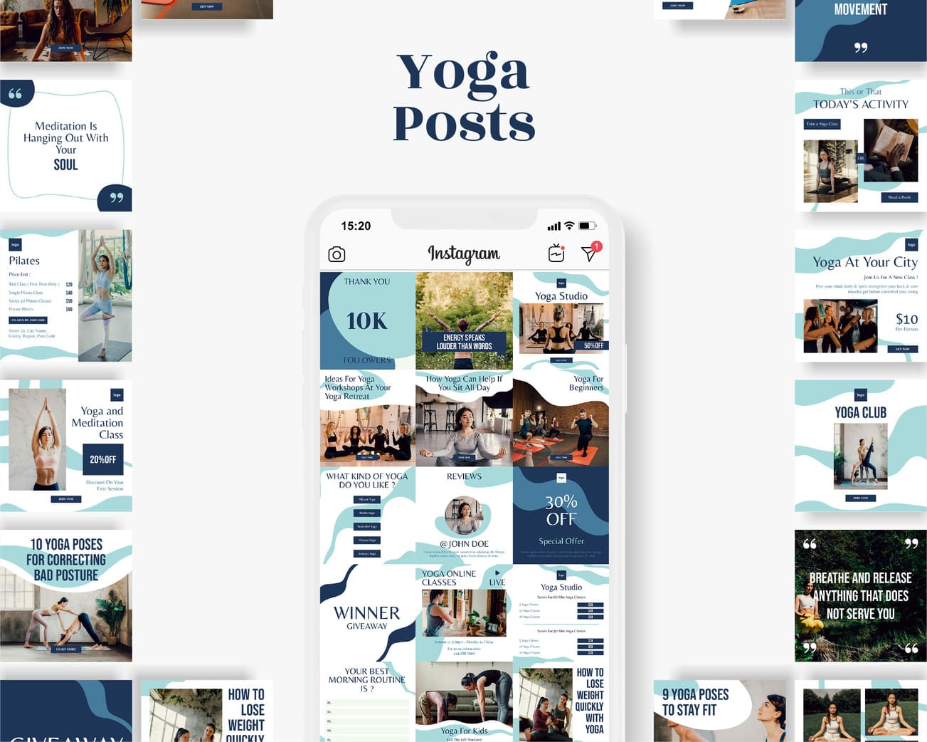 instagram post template for sport business yoga