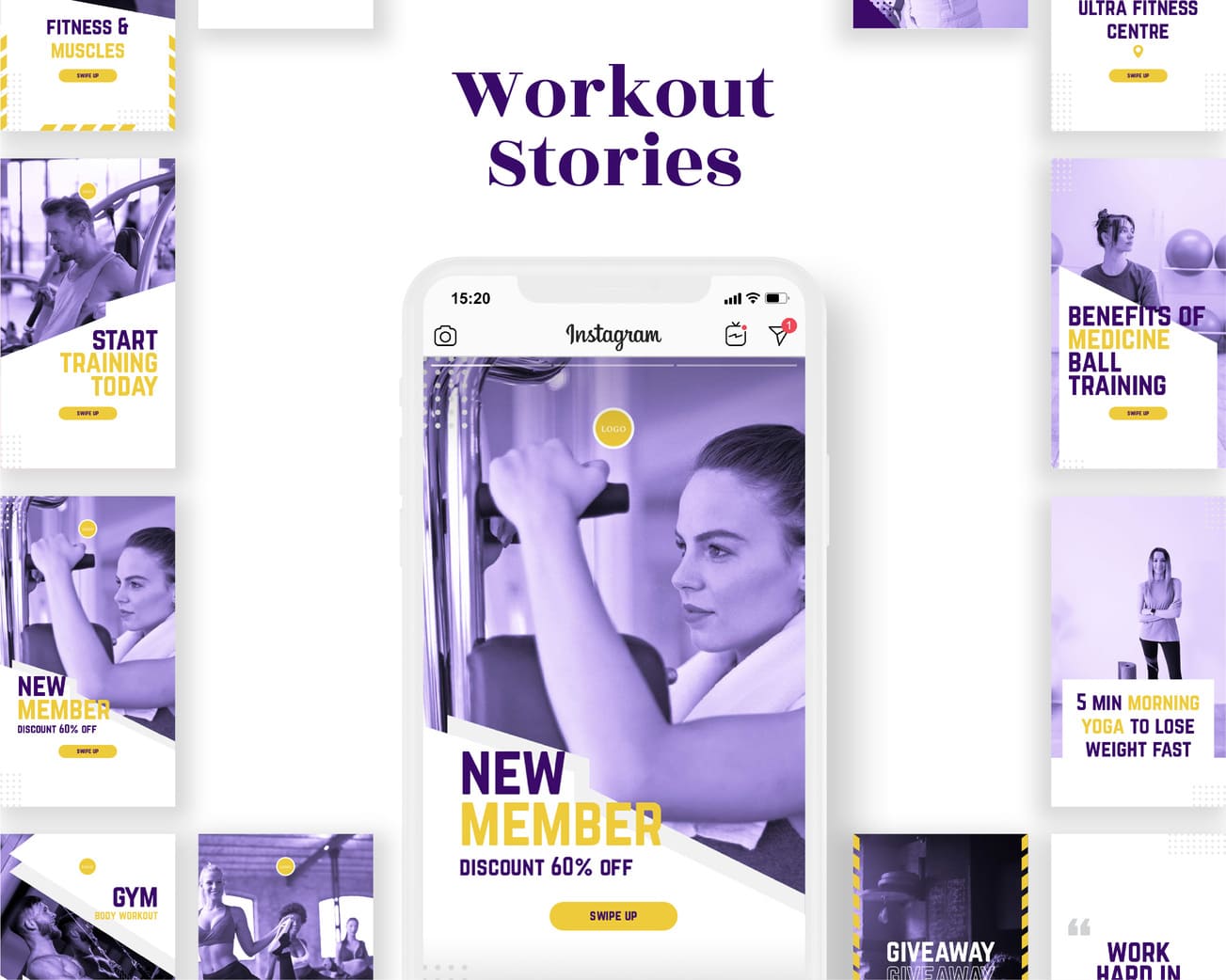 instagram story template for sport business workout