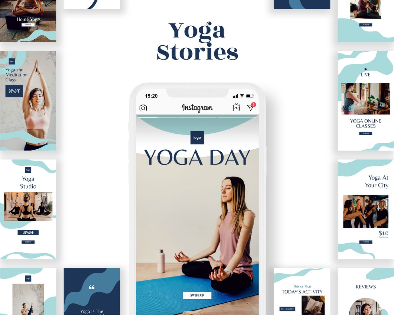 instagram story template for sport business yoga