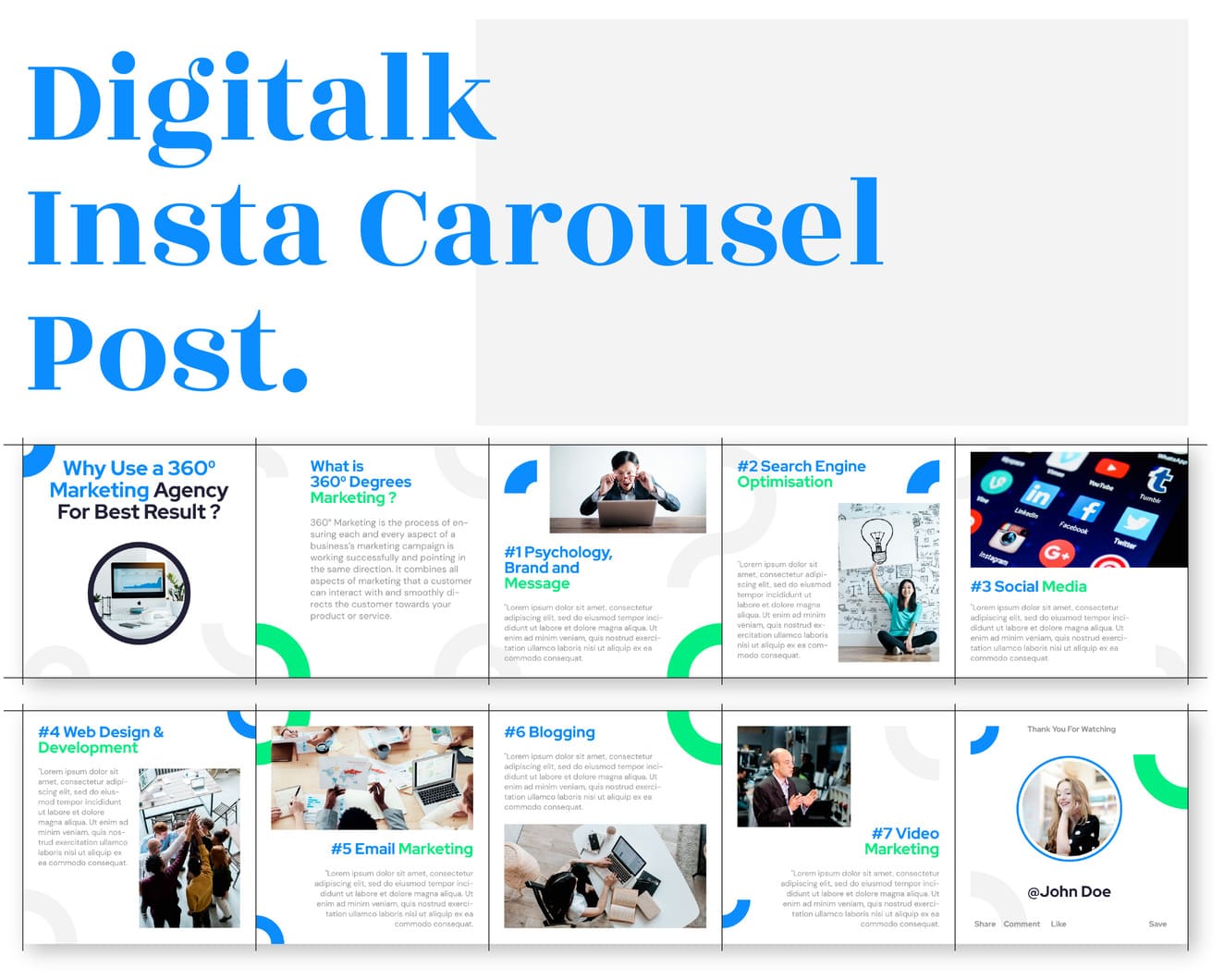 canva instagram carousel template for tech business digitalk