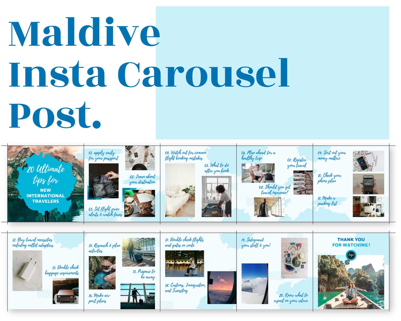 instagram carousel template for travel business maldive