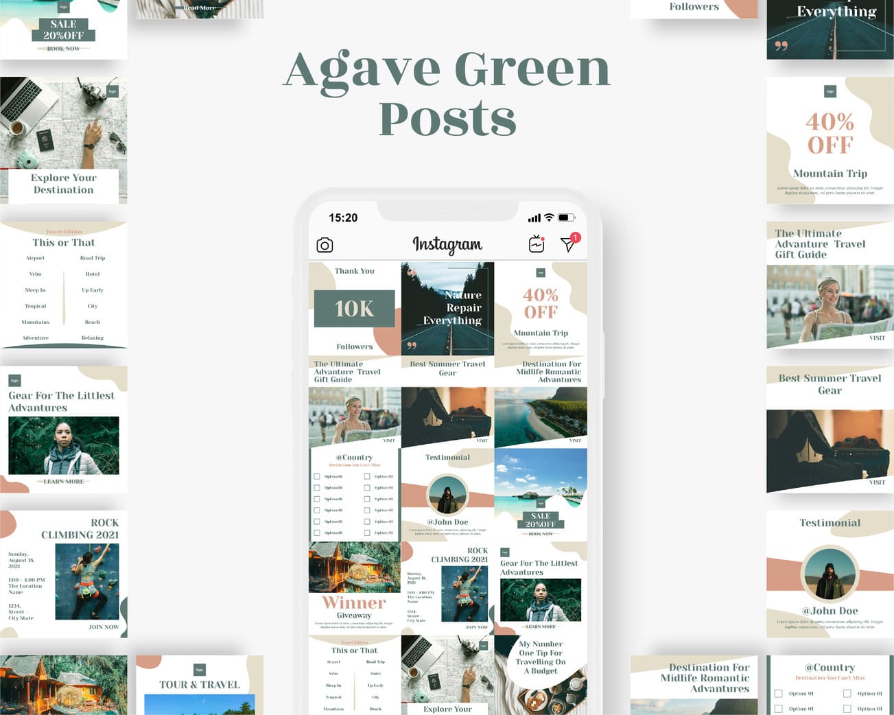 canva instagram post template for travel business agave green