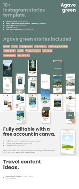 agave green travel canva instagram story feature