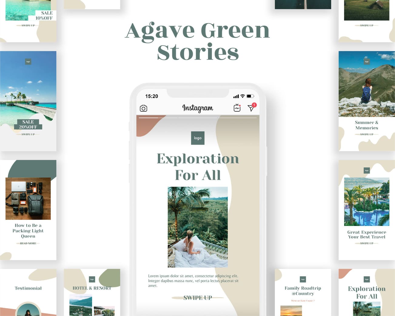 canva instagram story template for travel business agave green