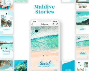 instagram story template for travel business maldive