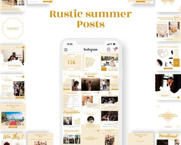 instagram post template for wedding business rustic summer