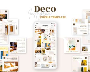 canva instagram puzzle template for home living business deco