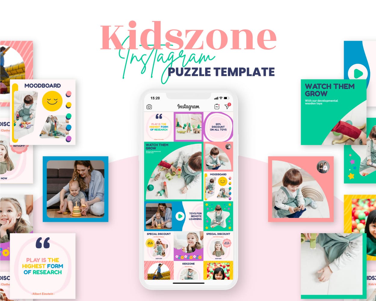 canva instagram puzzle template for kids business kidszone