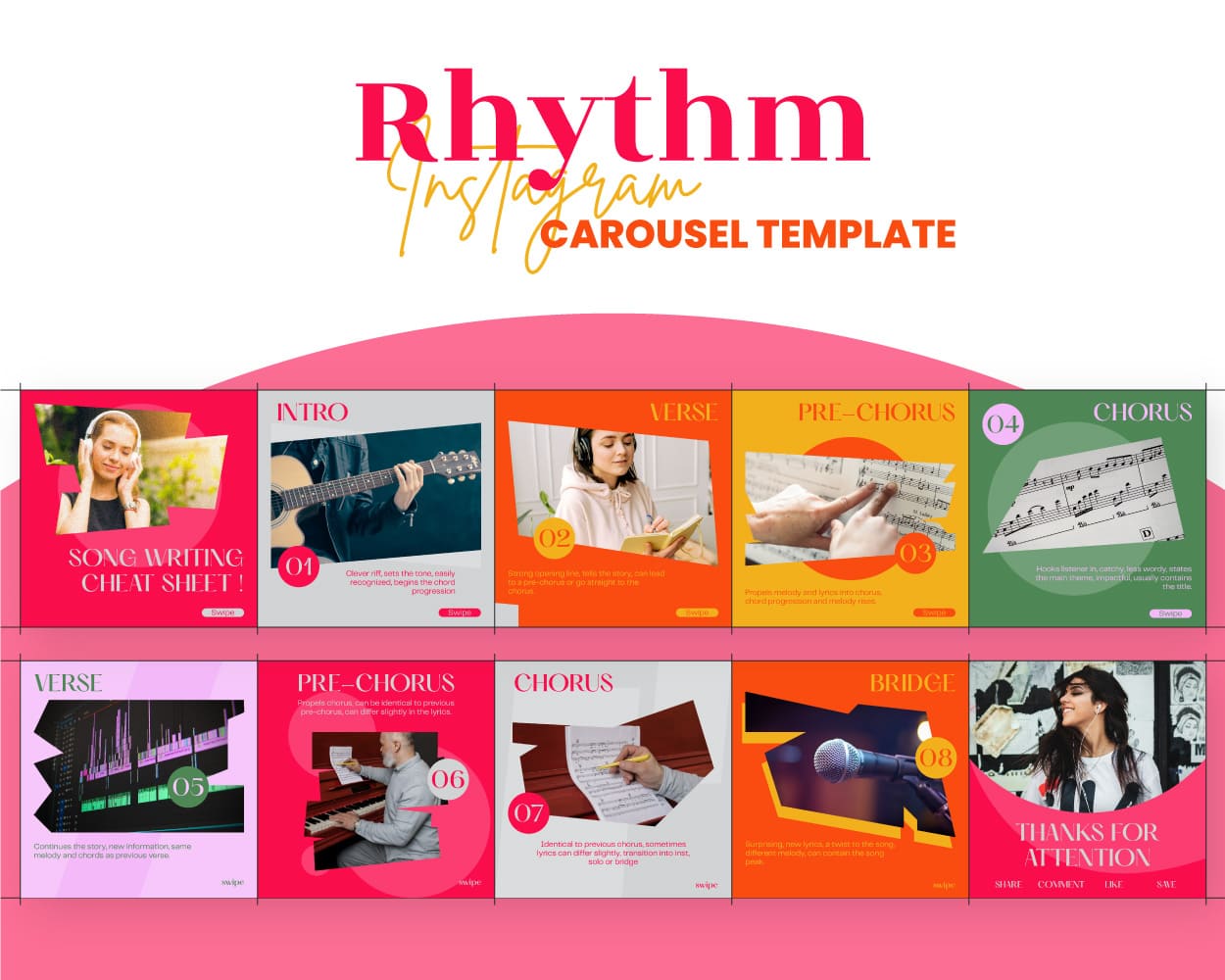 canva instagram carousel template for music business rhythm