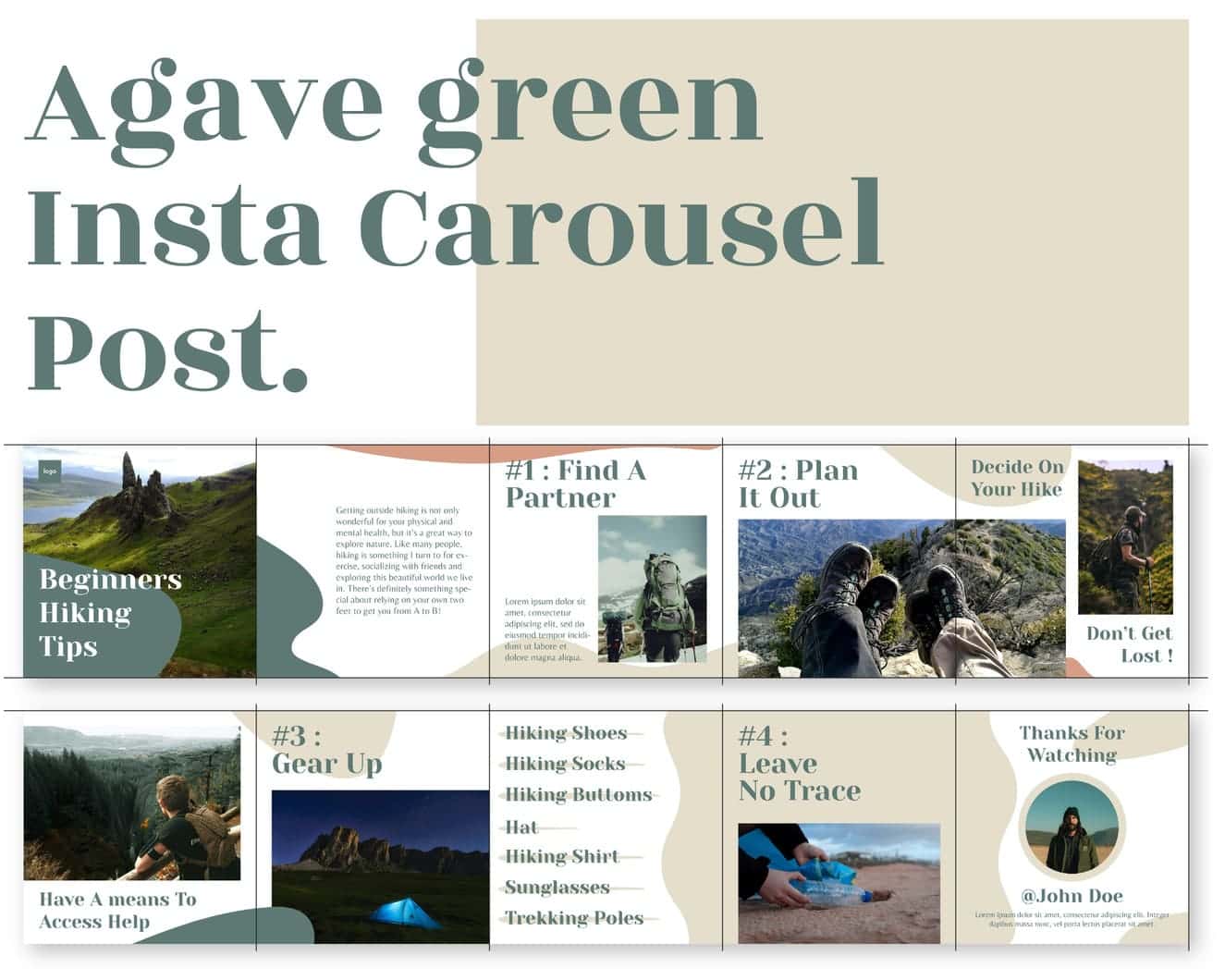 canva instagram carousel template for travel business agave green