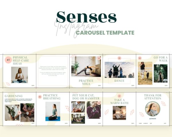 canva instagram carousel template for wellness business senses