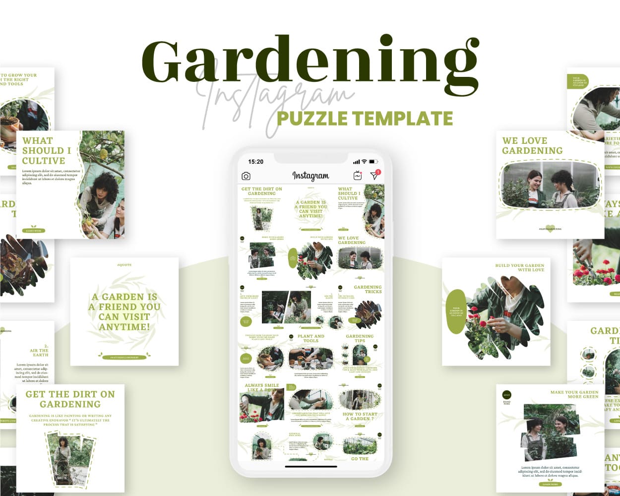 canva instagram puzzle template for nature business gardening