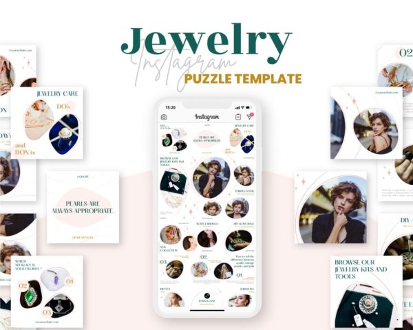 canva instagram puzzle template for jewelry business