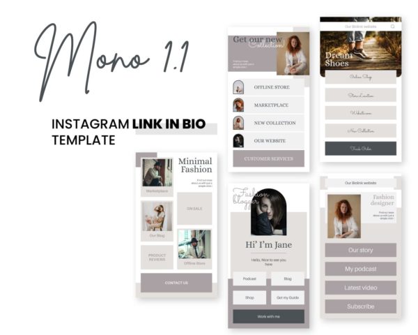 minimalist canva biolink website for fashion business
