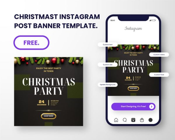 free download canva instagram template for christmas party