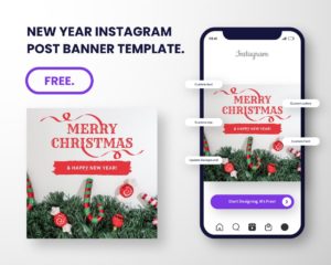 free download christmas and new year instagram post banner for canva