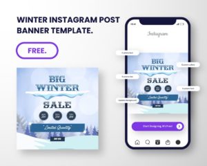 free download instagram promo post banner winter sale template canva