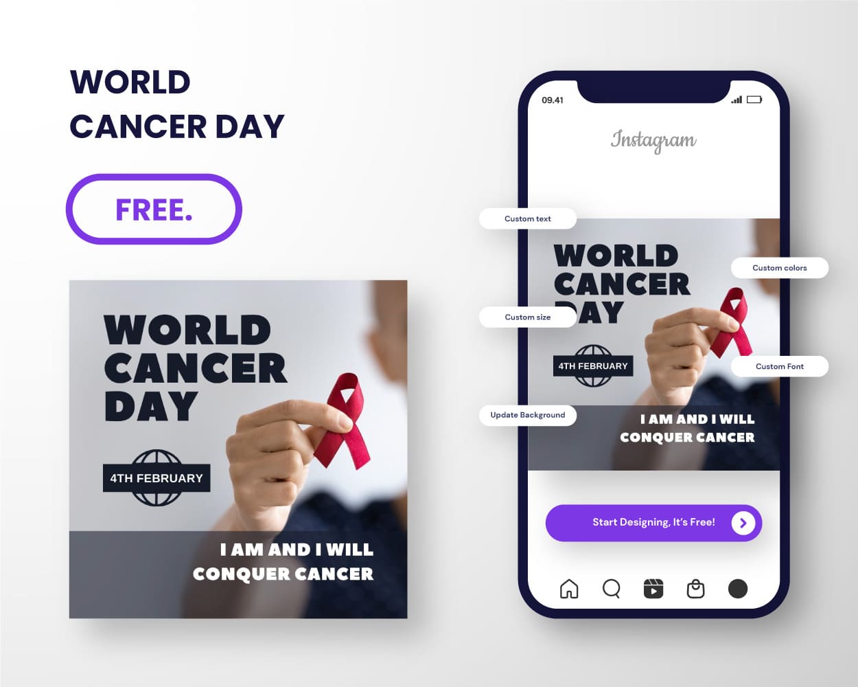download free template editable canva for world cancer day