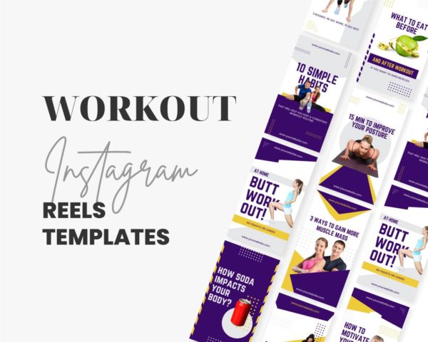 workout sport instagram reels template editable canva