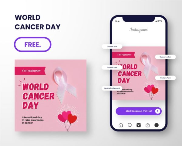 free download template awareness for world cancer day