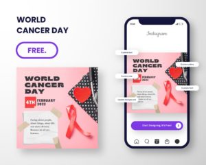 free download canva premium world cancer day template with quotes