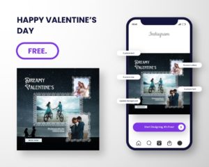 free download template social media post photography for valentine canva