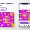 free download canva template funny valentine instagram post boy with headphone