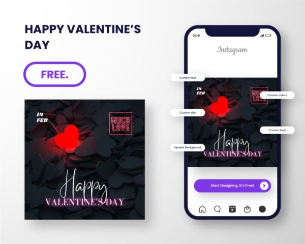 free download canva template for valentine instagram post