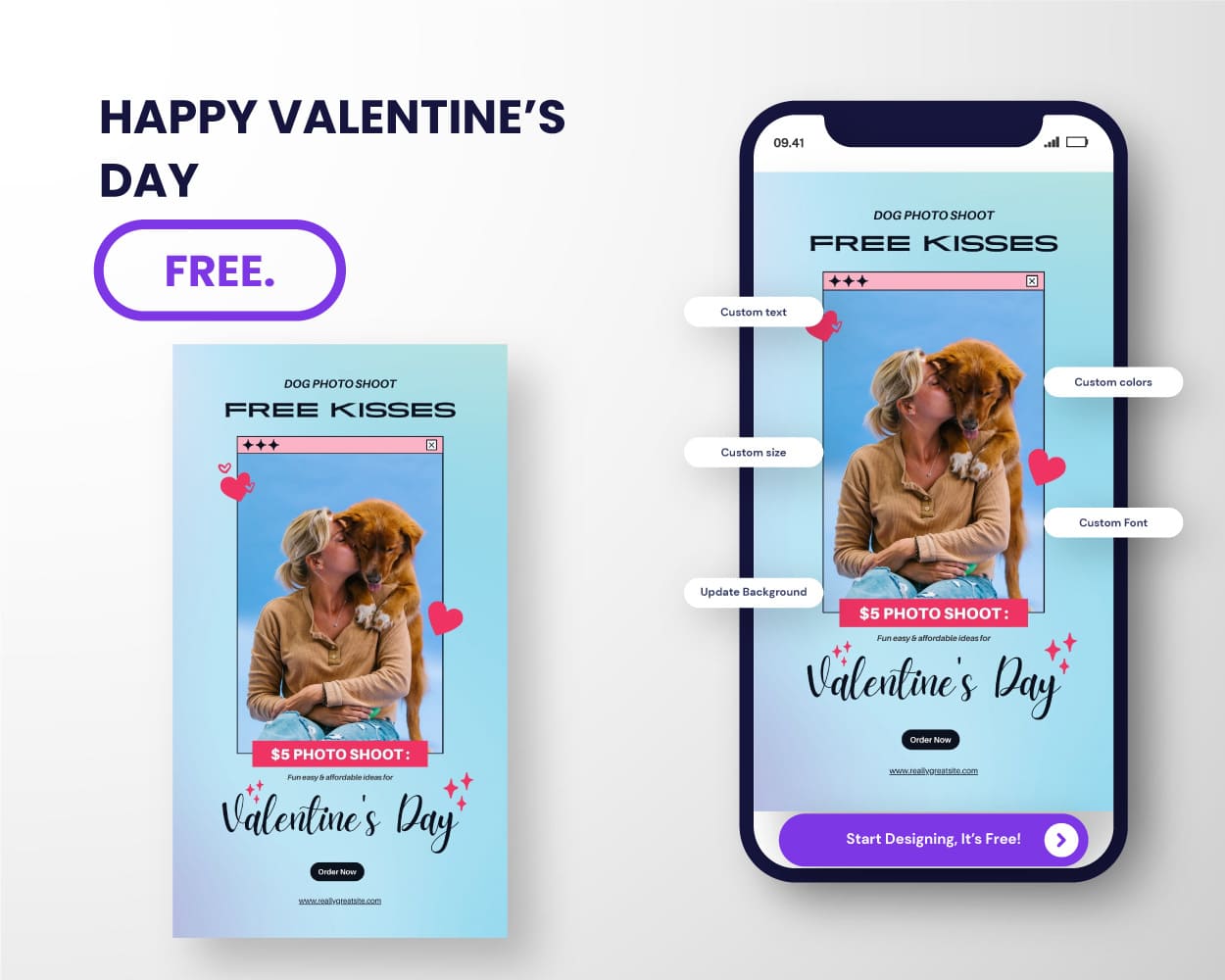 free canva template for photography promo valentine day story post