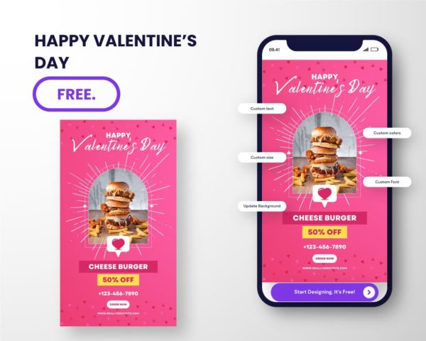valentine story post promotion for food business free download template canva