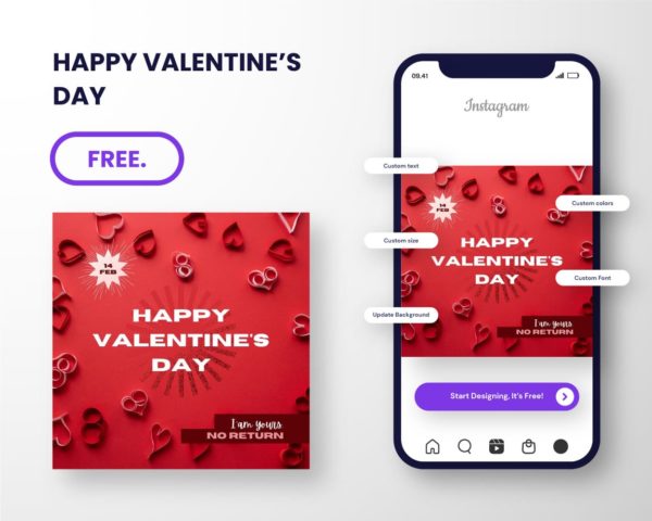 free download instagram post template to celebrate valentine day editable canva