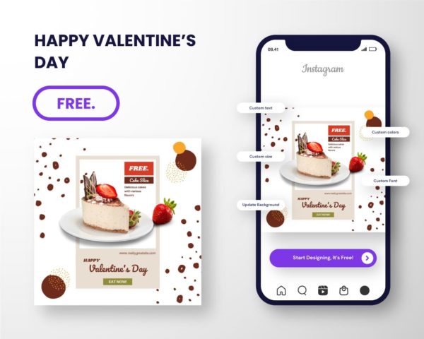 valentine instagram post canva for food free download template