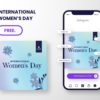 free canva template for international womens day blue flower