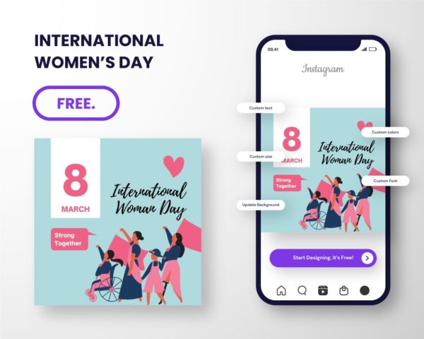 free download instagram post template for international women day
