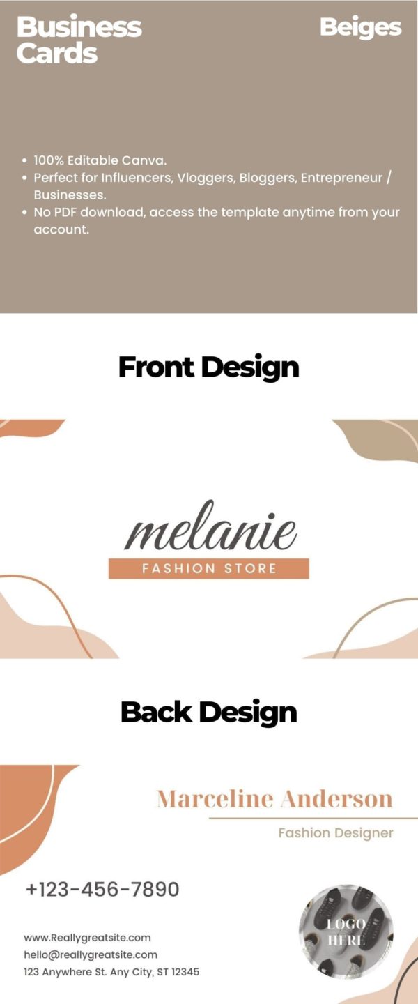 canva business card template for fashion business